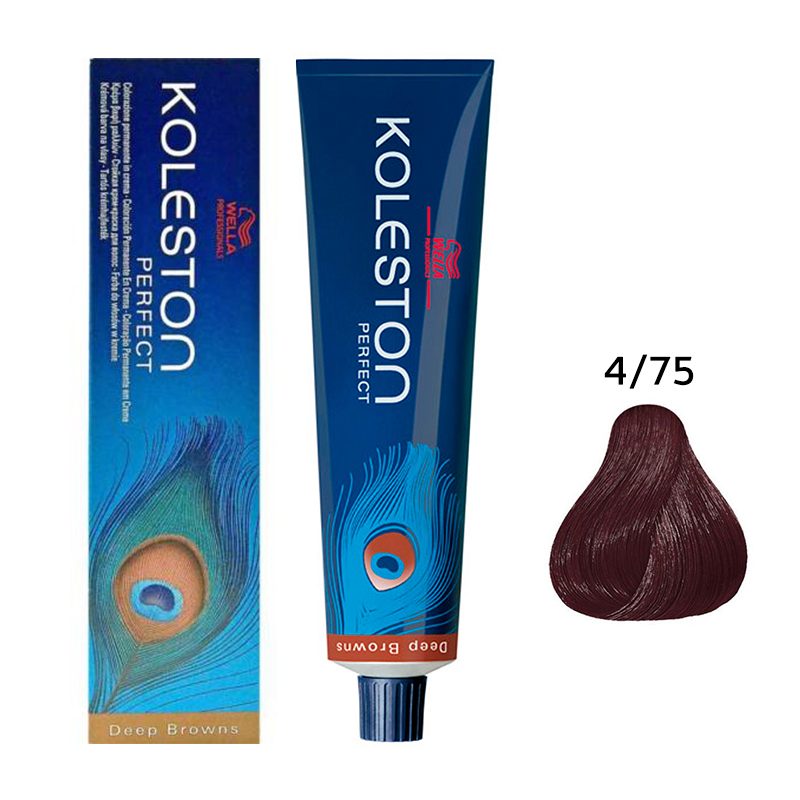 Wella Professionals, Koleston Perfect, Permanent hårfärg, 4/75 Mellanbrun mahognybrun, 60 ml