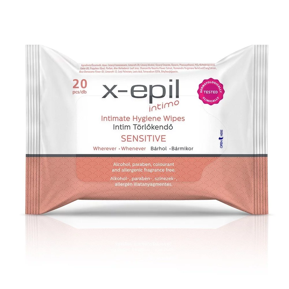 X-Epil, Intimate Hygiene Sensitive, Intima våtservetter, 20 st
