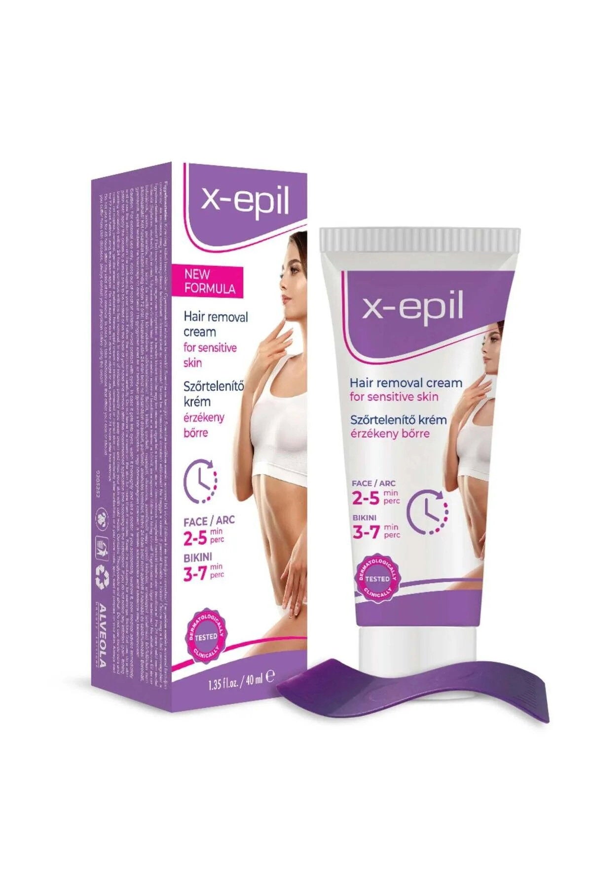 X-Epil, X-Epil, Silkeslen finish, Hårborttagningskräm, För känslig hud, För armhålor och bikinizonen, 40 ml
