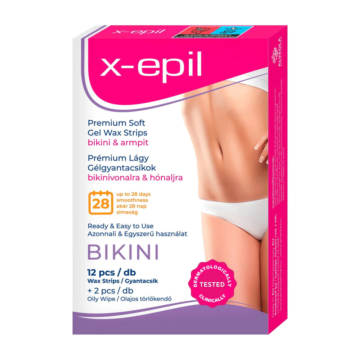 X-Epil, X-Epil, Silkeslen finish, Vaxremsor för hårborttagning, För armhålor och bikinizonen, 12 st