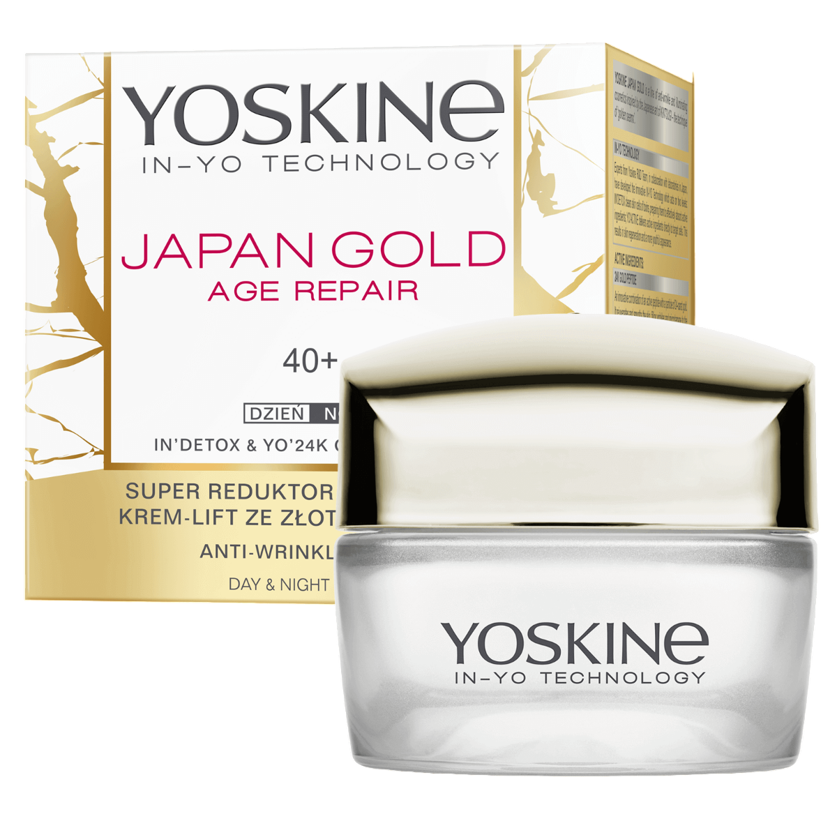Yoskine, Japan Gold 40+, Reparation, Dag & Natt, Grädde, Ansikte, 50 ml
