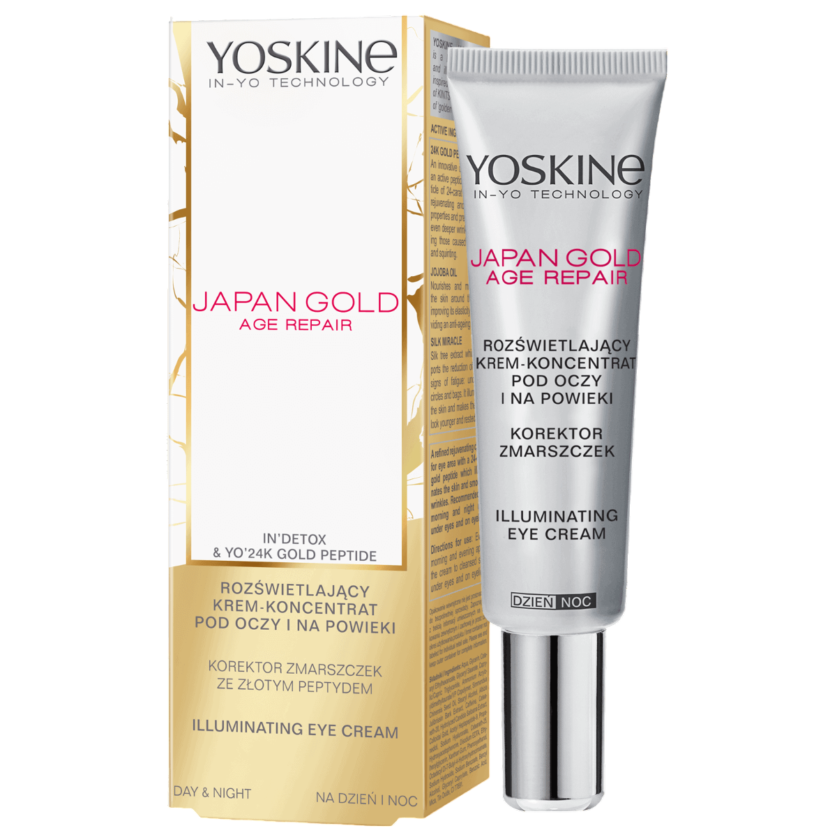 Yoskine, Japan Gold, Belyst, Dag & Natt, Ögonkräm, 15 ml