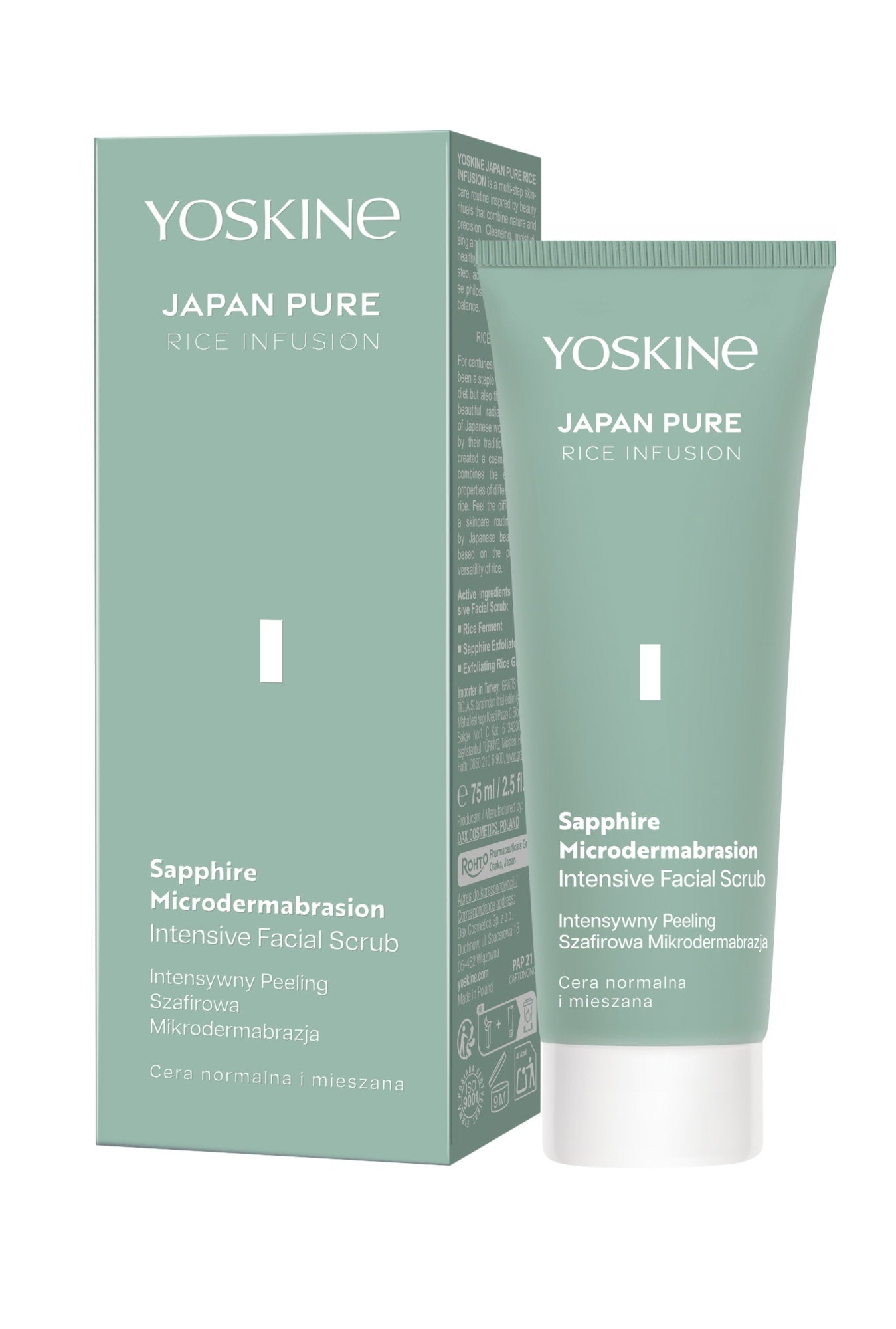 Yoskine, Japan Pure, Safir mikrodermabrasion, Exfoliering, Rengörande skrubb, Ansikte, 75 ml
