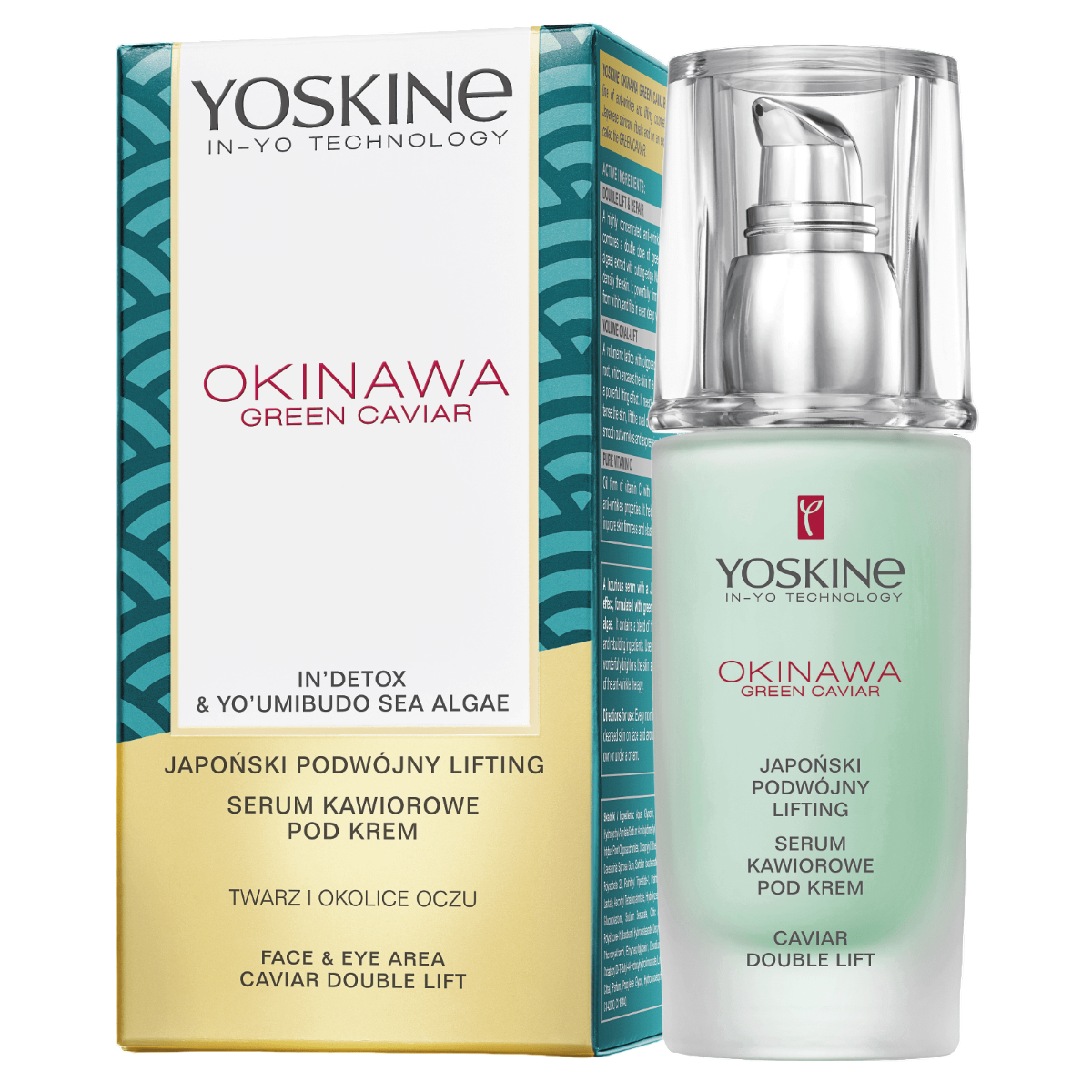 Yoskine, Okinawa, Grön kaviar, Upplyftande, Serum, För ansikte & ögon, 30 ml